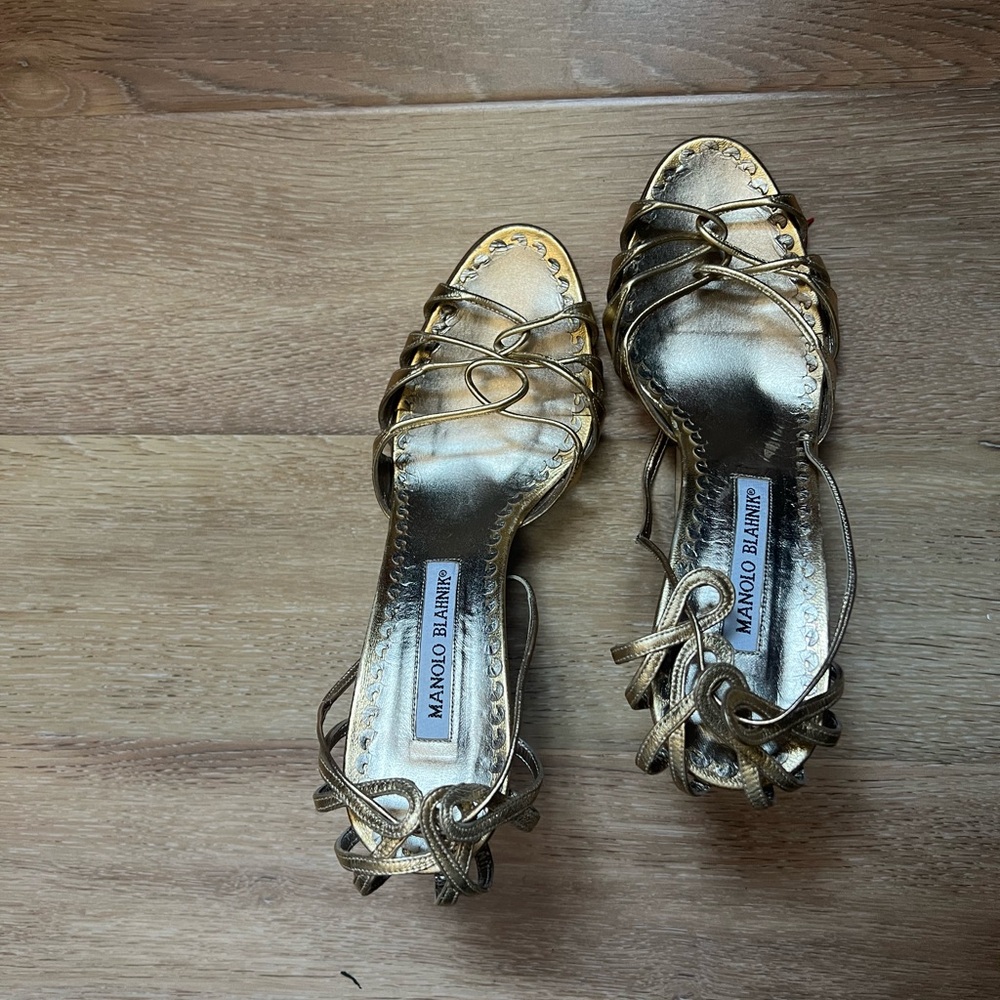 🌟Manolo Blahnik Gold High Heeled Sandals